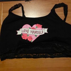 Black ‘love yourself’ crop top